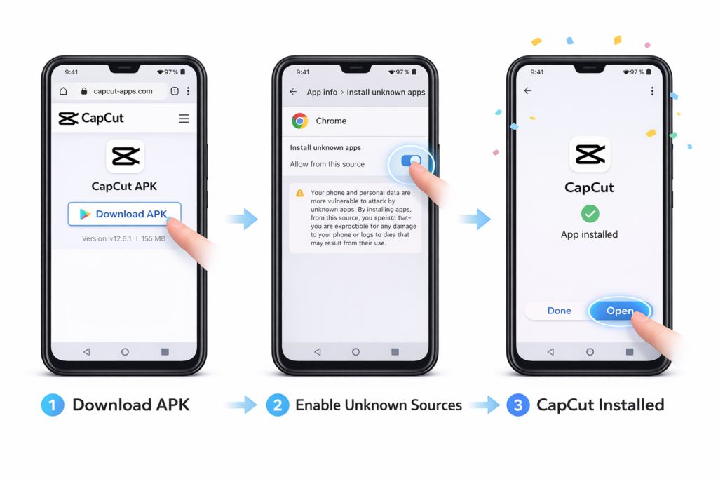 CapCut APK download and installation steps