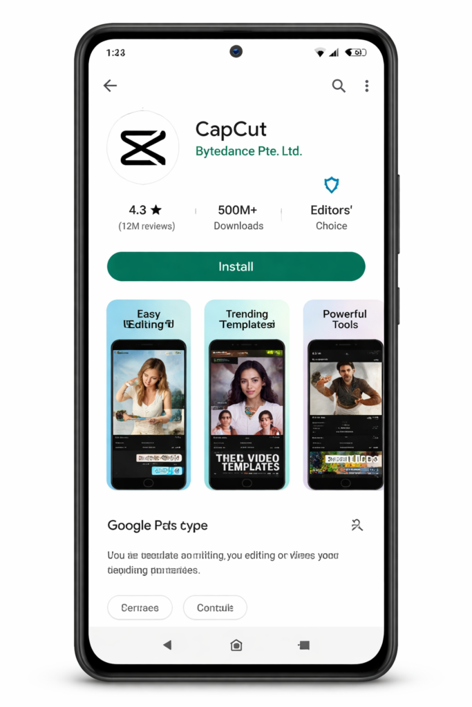 CapCut app on Google Play Store