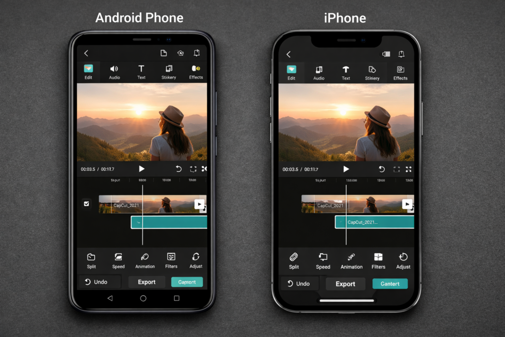 CapCut editing on Android vs iPhone