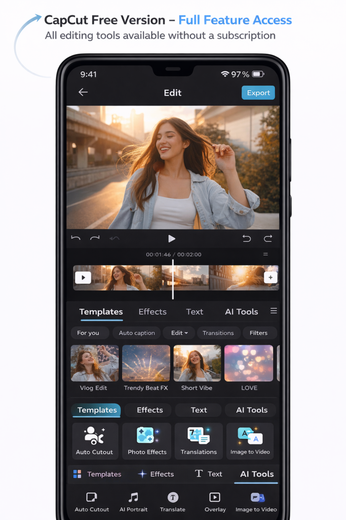 Video editing on CapCut mobile app 2
