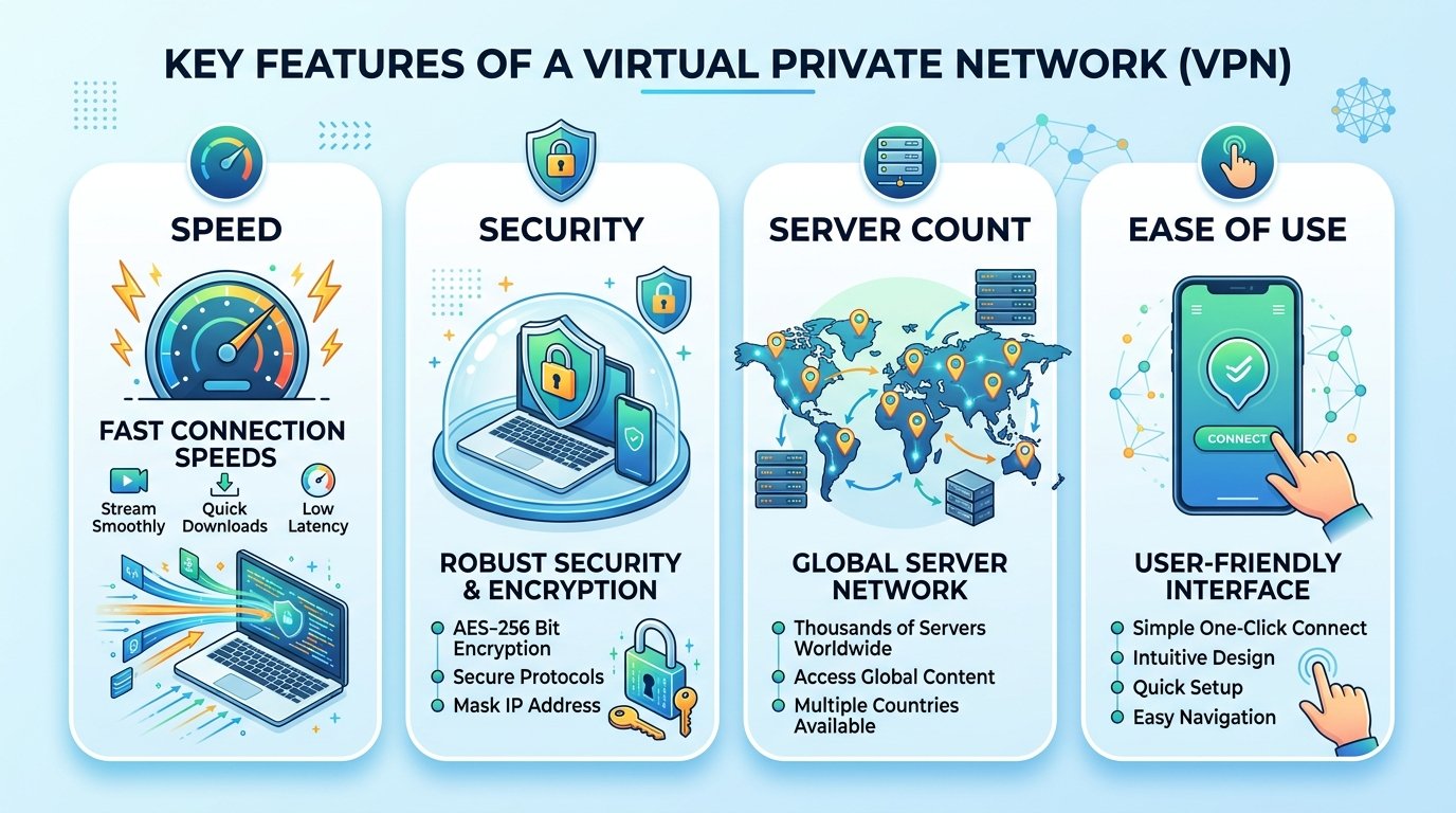 Infographic showing VPN features 202605191619